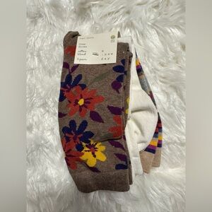 a new day Multicolor Floral and Striped Crew Socks